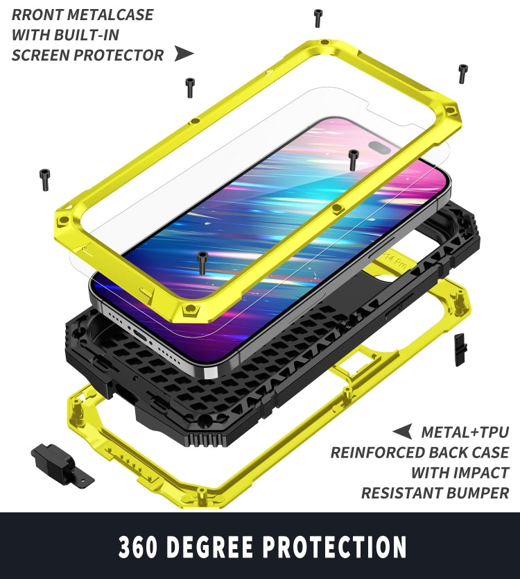For iPhone 14 Pro Max R-JUST Shockproof Waterproof Dust-proof Case with Holder (Yellow) - iPhone 14 Pro Max Cases by R-JUST | Online Shopping South Africa | PMC TechLife | Buy Now Pay Later Mobicred