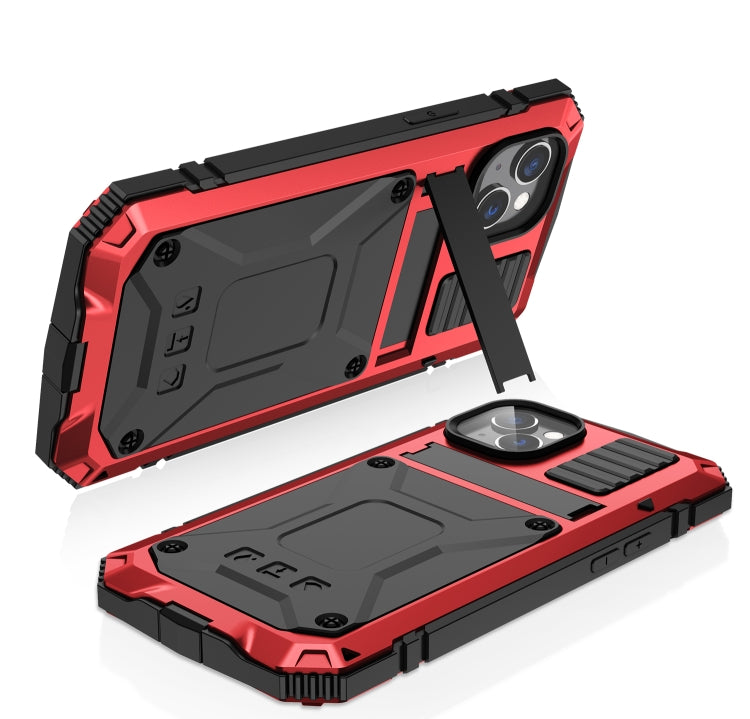 For iPhone 14 Plus R-JUST Shockproof Waterproof Dust-proof Case with Holder (Red) - free shipping - PMC TechLife - Order now!