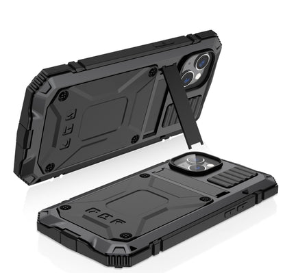 For iPhone 14 Plus R-JUST Shockproof Waterproof Dust-proof Case with Holder (Black) - iPhone 14 Plus Cases by R-JUST | Online Shopping South Africa | PMC Jewellery