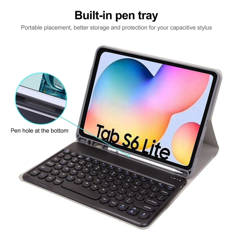 Round Cap Bluetooth Keyboard Leather Case with Pen Slot, without Touchpad For Samsung Galaxy Tab S7(Rose Gold+White Keyboard) - Samsung Keyboard by PMC TechLife | Online Shopping South Africa | PMC TechLife