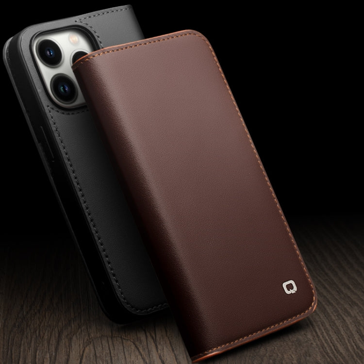 For iPhone 14 Pro Max QIALINO Business Horizontal Flip PU Phone Case (Brown) - iPhone 14 Pro Max Cases by QIALINO | Online Shopping South Africa | PMC Jewellery | Buy Now Pay Later Mobicred