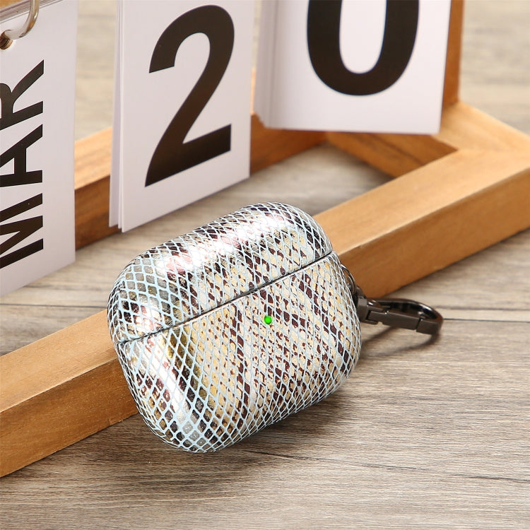 J01 Mesh Snakeskin Headphone Case For AirPods Pro(Silver) - For AirPods Pro by PMc TechLife | Online Shopping South Africa | PMc TechLife | Buy Now Pay Later Mobicred