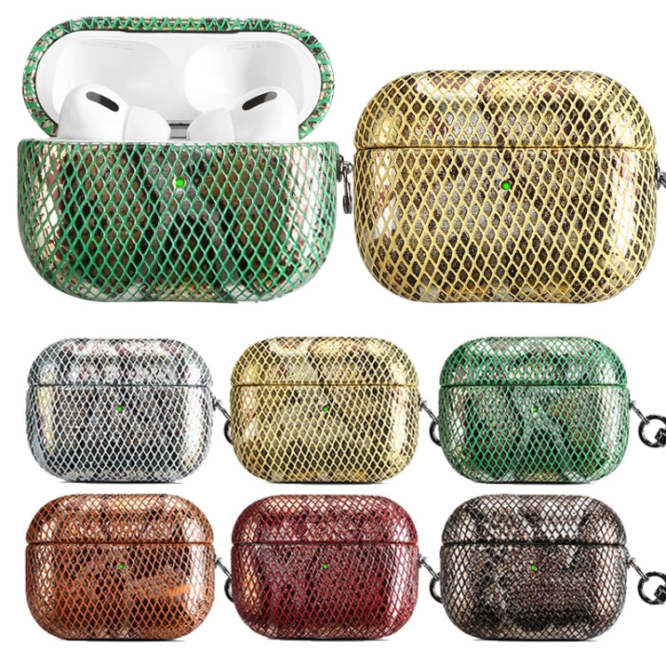 J01 Mesh Snakeskin Headphone Case For AirPods 3(Red) - For AirPods 3 by PMc TechLife | Online Shopping South Africa | PMc TechLife | Buy Now Pay Later Mobicred