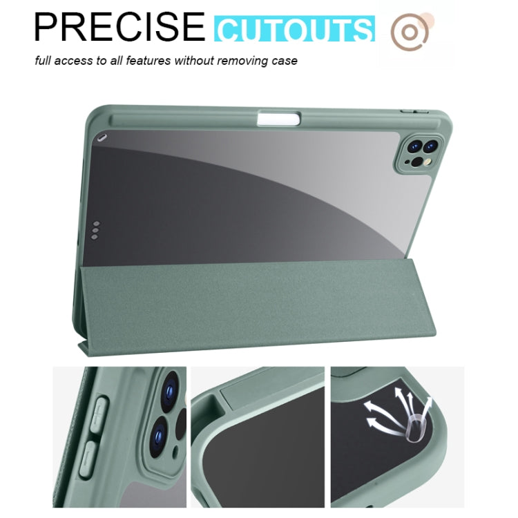 For iPad Air 13 2024 / Pro 12.9 2022 / 2021 / 2020 / 2018 Acrylic 3-folding Smart Leather Tablet Case(Dark Green) - iPad Pro 12.9 (2022/2021) Cases by PMC Jewellery | Online Shopping South Africa | PMC Jewellery | Buy Now Pay Later Mobicred