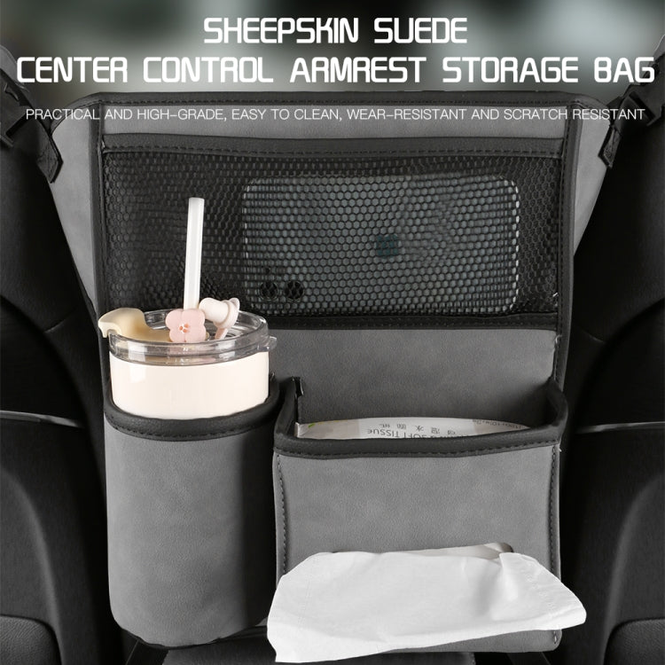 Car Center Console Hanging Bag Sheepskin Leather Storage Bag(Blue) - Seat Accessories by PMC TechLife | Online Shopping South Africa | PMC TechLife | Buy Now Pay Later Mobicred