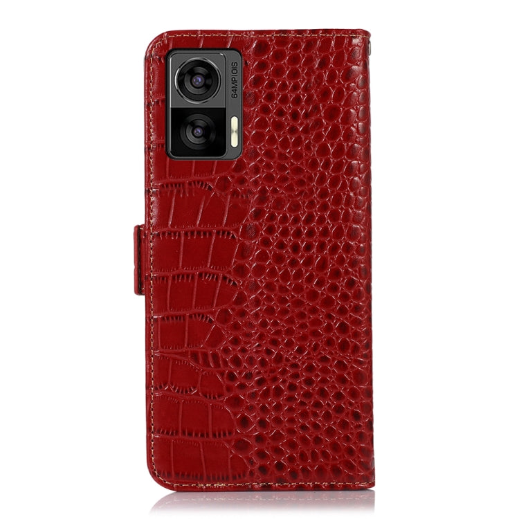 For Motorola Edge 30 Lite / Edge 30 Neo Crocodile Top Layer Cowhide Leather Phone Case(Red) - Motorola Cases by PMC TechLife | Online Shopping South Africa | PMC TechLife | Buy Now Pay Later Mobicred