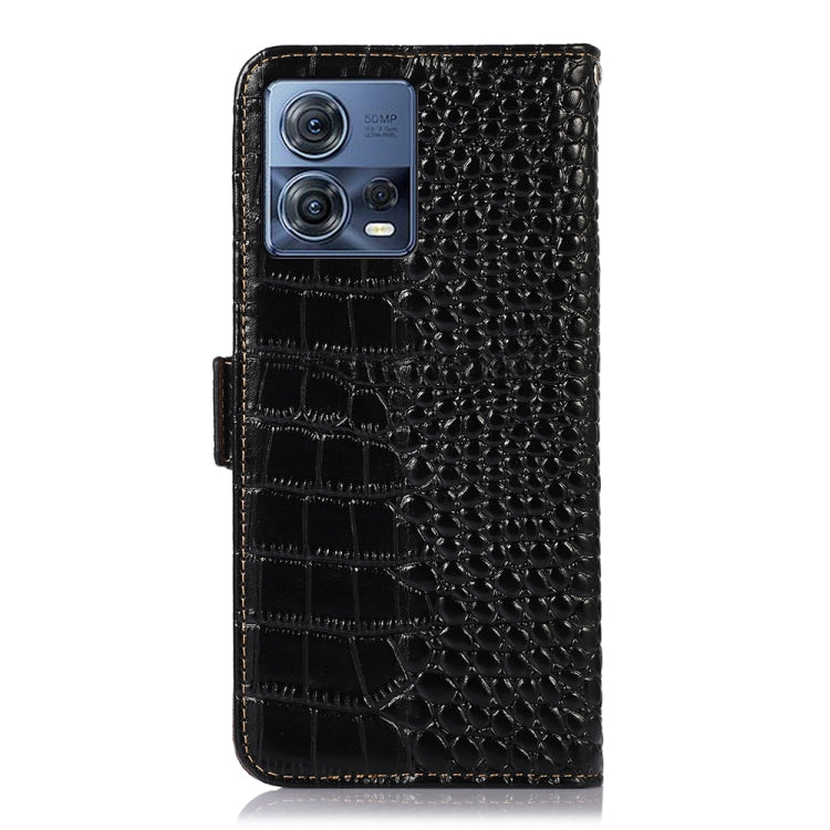 For Motorola Moto S30 Pro Crocodile Top Layer Cowhide Leather Phone Case(Black) - Motorola Cases by PMC TechLife | Online Shopping South Africa | PMC TechLife | Buy Now Pay Later Mobicred