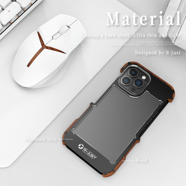 For iPhone 14 Plus R-JUST Ironwood Generation Metal + Wood Phone Case - iPhone 14 Plus Cases by R-JUST | Online Shopping South Africa | PMC TechLife | Buy Now Pay Later Mobicred