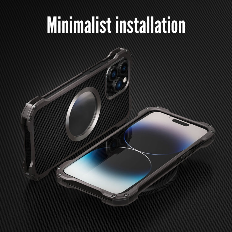 For iPhone 14 Plus R-JUST RJ51 Hollow Shockproof Metal Phone Case (Dark Grey) - iPhone 14 Plus Cases by R-JUST | Online Shopping South Africa | PMC TechLife | Buy Now Pay Later Mobicred