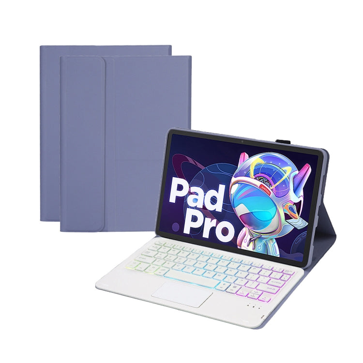 AM18-AS Tri-color Backlight Bluetooth Keyboard Leather Case with Touchpad For Lenovo XiaoXin Pad Pro 2022 11.2 inch(Blue) - Lenovo Keyboard by PMC TechLife | Online Shopping South Africa | PMC TechLife