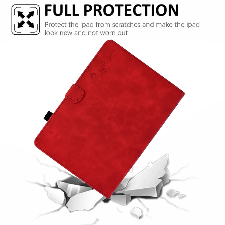 For Amazon Kindle Fire 7 2022 Embossed Smile Flip Tablet Leather Case(Red) - Amazon by PMC TechLife | Online Shopping South Africa | PMC TechLife | Buy Now Pay Later Mobicred