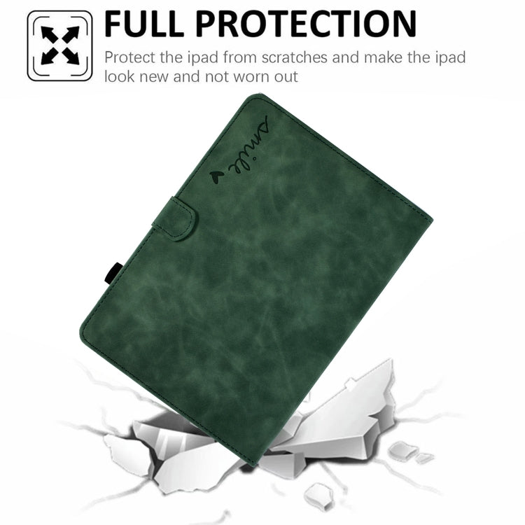 For Amazon Kindle Fire 7 2019/2017/2015 Embossed Smile Flip Tablet Leather Case(Green) - Amazon by PMC TechLife | Online Shopping South Africa | PMC TechLife | Buy Now Pay Later Mobicred