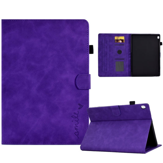 For Lenovo Tab M10 Embossed Smile Flip Tablet Leather Case(Purple) - Lenovo by PMC Jewellery | Online Shopping South Africa | PMC Jewellery | Buy Now Pay Later Mobicred