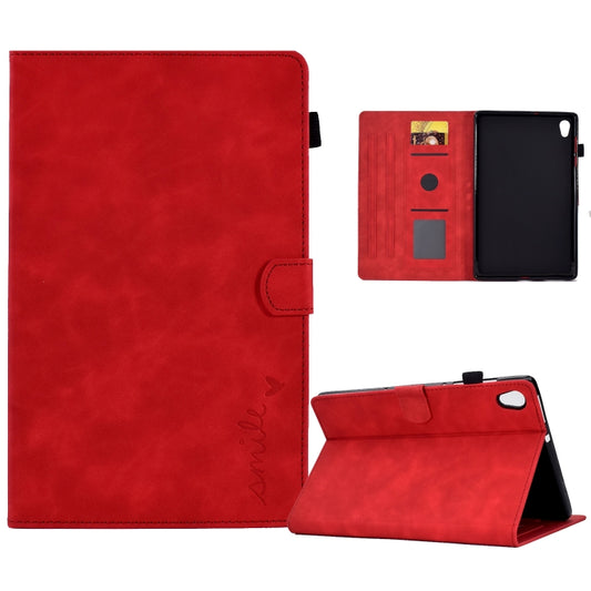 For Lenovo Tab M10 HD Gen 2 Embossed Smile Flip Tablet Leather Case(Red) - Lenovo by PMC Jewellery | Online Shopping South Africa | PMC Jewellery | Buy Now Pay Later Mobicred