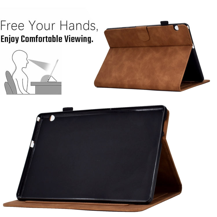 For Huawei MediaPad T5 Embossed Smile Flip Tablet Leather Case(Brown) - Huawei by PMC TechLife | Online Shopping South Africa | PMC TechLife | Buy Now Pay Later Mobicred