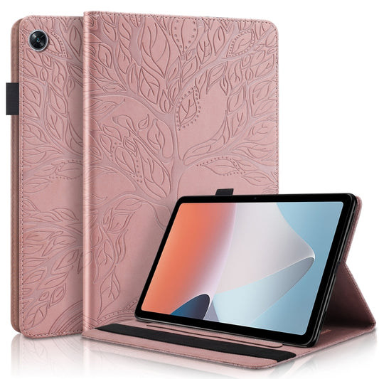 For OPPO Pad Air Life Tree Series Horizontal Flip Leather Tablet Case(Rose Gold) - OPPO by PMC Jewellery | Online Shopping South Africa | PMC Jewellery | Buy Now Pay Later Mobicred