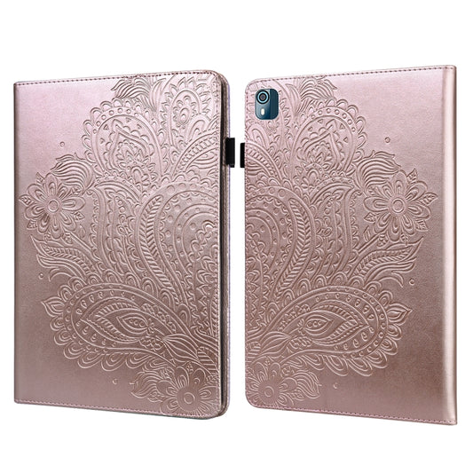 For Nokia T10 Peacock Embossed Pattern Leather Tablet Case(Gold) - Nokia by PMC Jewellery | Online Shopping South Africa | PMC Jewellery | Buy Now Pay Later Mobicred