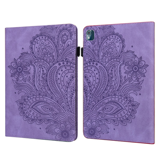 For Nokia T10 Peacock Embossed Pattern Leather Tablet Case(Purple) - Nokia by PMC Jewellery | Online Shopping South Africa | PMC Jewellery | Buy Now Pay Later Mobicred