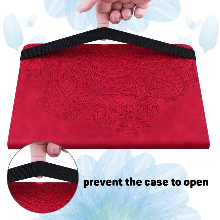 For Nokia T10 Peacock Embossed Pattern Leather Tablet Case(Red) - Nokia by PMC TechLife | Online Shopping South Africa | PMC TechLife | Buy Now Pay Later Mobicred