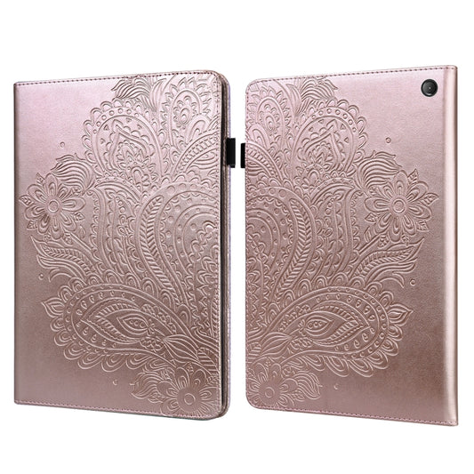 For Amazon Kindle Fire 7 2022 Peacock Embossed Pattern Leather Tablet Case(Gold) - Amazon by PMC Jewellery | Online Shopping South Africa | PMC Jewellery | Buy Now Pay Later Mobicred