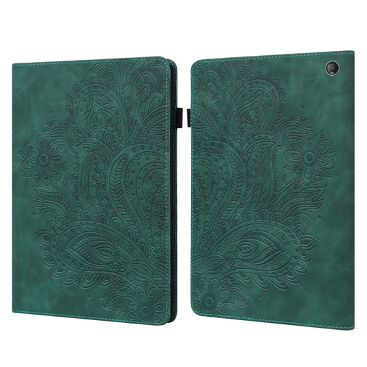 For Amazon Kindle Fire 7 2022 Peacock Embossed Pattern Leather Tablet Case(Green) - Amazon by PMC Jewellery | Online Shopping South Africa | PMC Jewellery | Buy Now Pay Later Mobicred