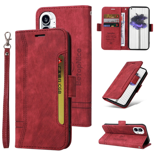 For Nothing Phone 1 BETOPNICE Dual-side Buckle Leather Phone Case(Red) - More Brand by BETOPNICE | Online Shopping South Africa | PMC Jewellery | Buy Now Pay Later Mobicred