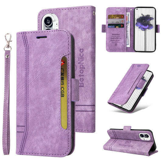 For Nothing Phone 1 BETOPNICE Dual-side Buckle Leather Phone Case(Purple) - More Brand by BETOPNICE | Online Shopping South Africa | PMC Jewellery | Buy Now Pay Later Mobicred