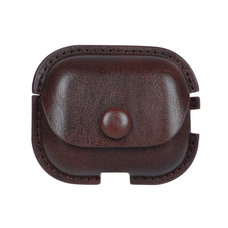 For AirPods Pro 2 Litchi Texture PU Leather Earphone Protective Case with Hook(Dark Brown) - For AirPods Pro 2 by PMC Jewellery | Online Shopping South Africa | PMC Jewellery | Buy Now Pay Later Mobicred