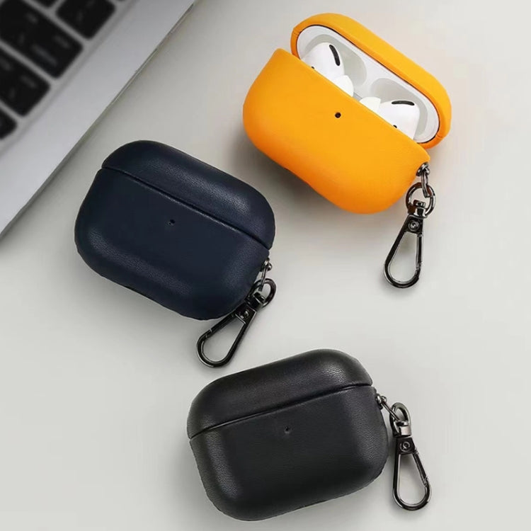 For Apple AirPods Pro 2 PU Leather Wireless Bluetooth Earphone Protective Case(Yellow) - For AirPods Pro 2 by PMC Jewellery | Online Shopping South Africa | PMC Jewellery | Buy Now Pay Later Mobicred