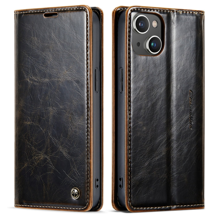 For iPhone 14 Plus CaseMe 003 Crazy Horse Texture Leather Phone Case(Coffee) - iPhone 14 Plus Cases by CaseMe | Online Shopping South Africa | PMC Jewellery | Buy Now Pay Later Mobicred