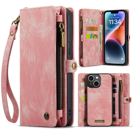 For iPhone 14 Plus CaseMe 008 Detachable Multifunctional Leather Phone Case(Pink) - iPhone 14 Cases by CaseMe | Online Shopping South Africa | PMC Jewellery | Buy Now Pay Later Mobicred