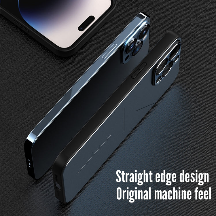 For iPhone 14 R-JUST RJ52 3-Line Style Metal TPU Shockproof Phone Case(Black) - iPhone 14 Cases by R-JUST | Online Shopping South Africa | PMC Jewellery