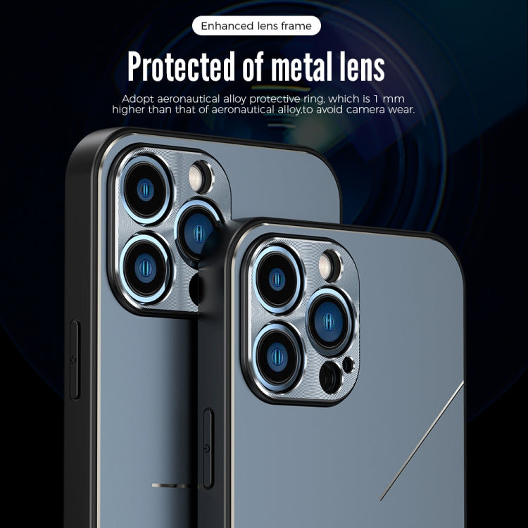 For iPhone 14 Plus R-JUST RJ52 3-Line Style Metal TPU Shockproof Phone Case(Blue) - iPhone 14 Plus Cases by R-JUST | Online Shopping South Africa | PMC TechLife