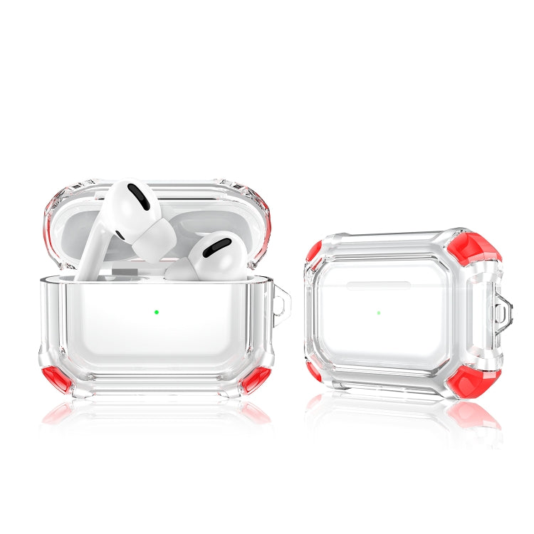 For AirPods Pro 2 Dual-color PC Shockproof Earphone Case with Hook(Red) - For AirPods Pro 2 by PMC Jewellery | Online Shopping South Africa | PMC Jewellery | Buy Now Pay Later Mobicred