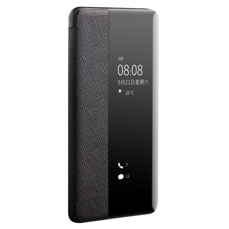 For Huawei P40 Pro QIALINO Puda Texture Side Window View Leather Phone Case(Black) - free shipping - PMC TechLife - Order now!
