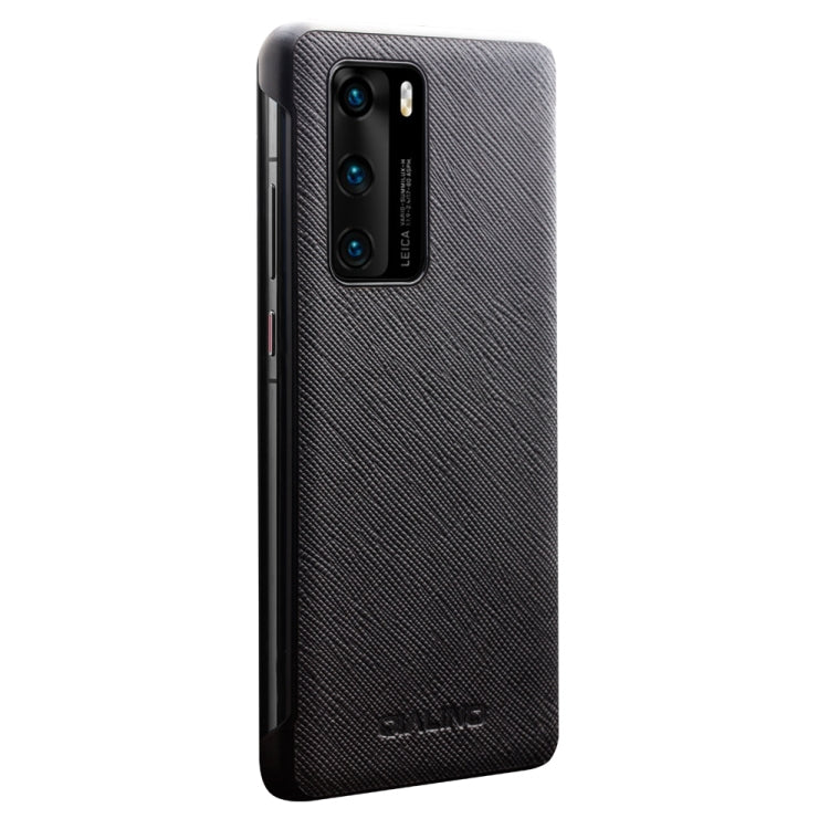 For Huawei P40 QIALINO Puda Texture Side Window View Leather Phone Case(Black) - free shipping - PMC TechLife - Order now!