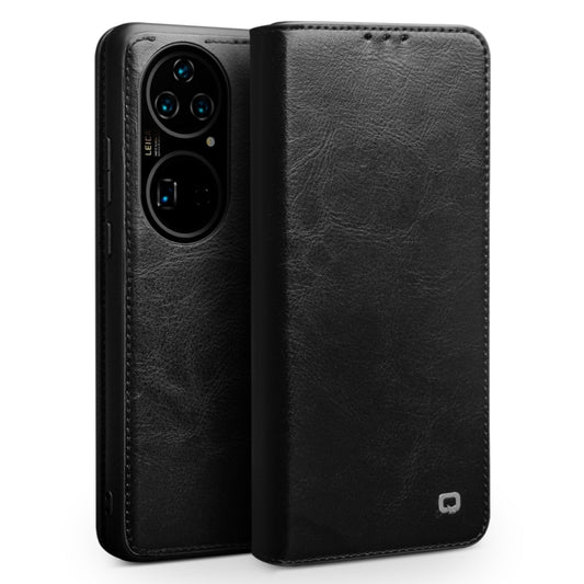 For Huawei P50 QIALINO Genuine Leather Phone Case(Black) - Huawei Cases by QIALINO | Online Shopping South Africa | PMC Jewellery | Buy Now Pay Later Mobicred