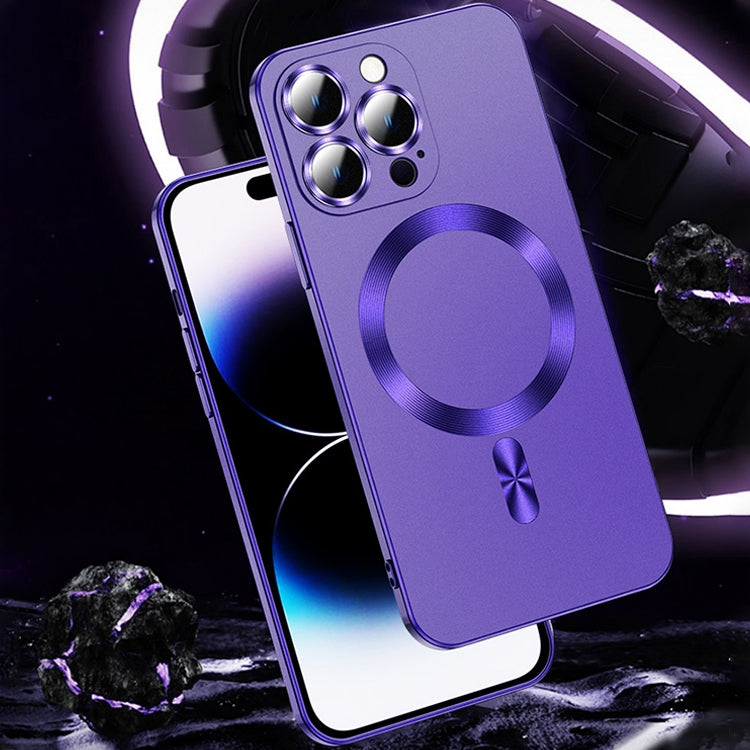 For iPhone 14 Pro Liquid Lens Protector Magsafe Phone Case(Dark Purple) - iPhone 14 Pro Cases by PMC TechLife | Online Shopping South Africa | PMC TechLife