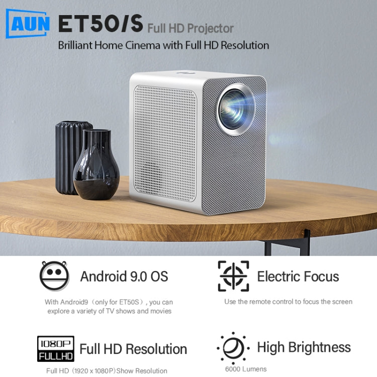 AUN ET50 4 inch 180 Lumens 1920x1080P Smart LED Mini Projector, Plug Type:US Plug(White) - LED Projector by AUN | Online Shopping South Africa | PMC Jewellery | Buy Now Pay Later Mobicred