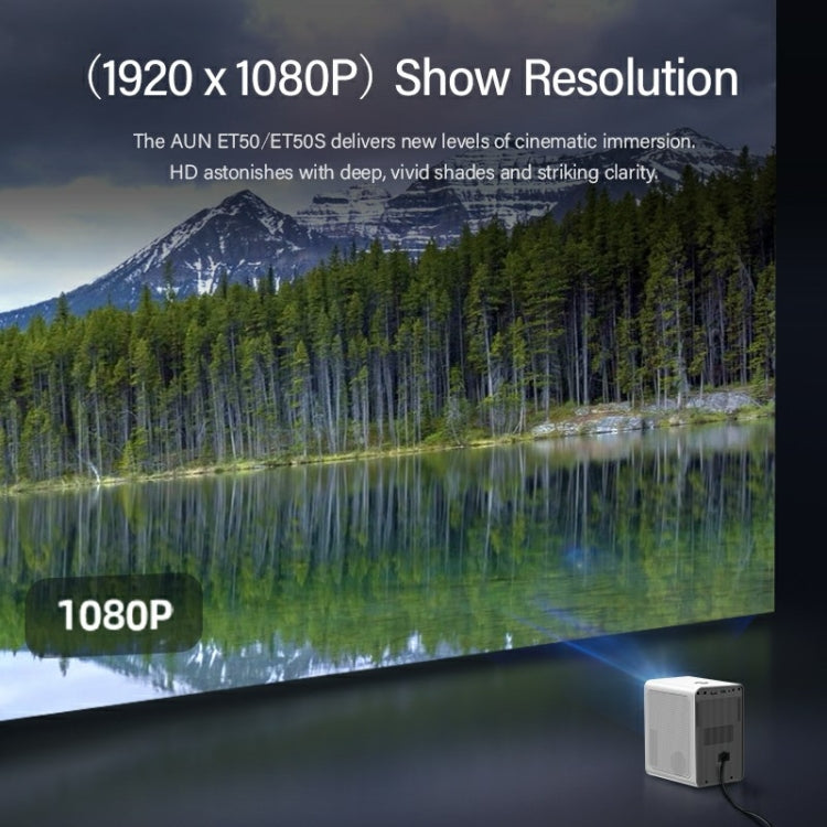 AUN ET50 4 inch 180 Lumens 1920x1080P Smart LED Mini Projector, Plug Type:US Plug(White) - LED Projector by AUN | Online Shopping South Africa | PMC Jewellery | Buy Now Pay Later Mobicred