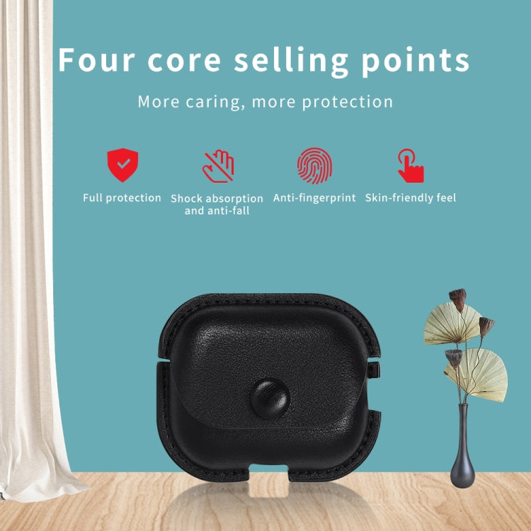 For AirPods Pro 2 Litchi Texture PU Leather Earphone Protective Case with Lanyard(Light Brown) - For AirPods Pro 2 by PMC Jewellery | Online Shopping South Africa | PMC Jewellery | Buy Now Pay Later Mobicred