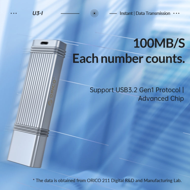 ORICO 128GB Type-C USB3.2 Gen1 USB Flash Drive, Read 260MB/s, Write 50MB/s (Silver) - USB Flash Drives by ORICO | Online Shopping South Africa | PMC Jewellery | Buy Now Pay Later Mobicred