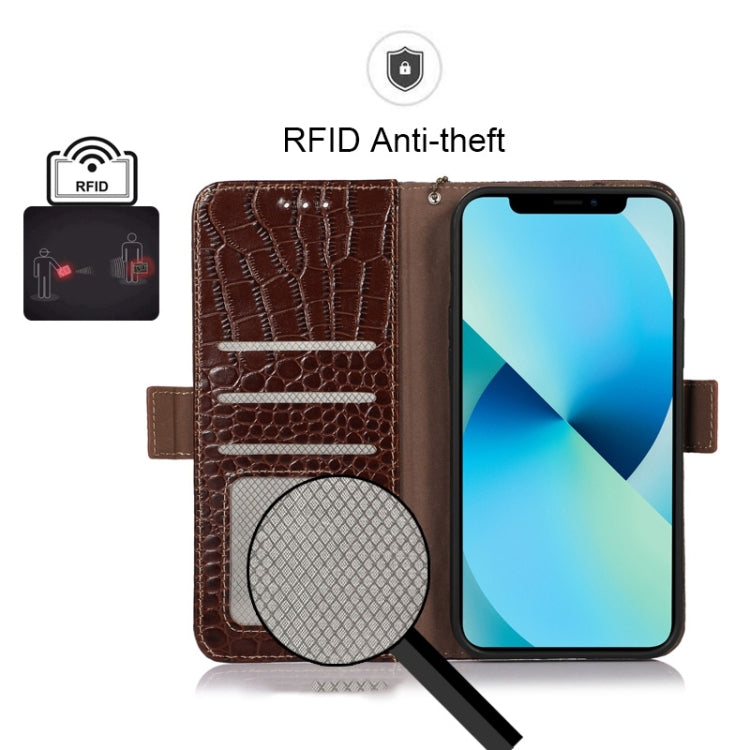 For Honor X8 5G Crocodile Top Layer Cowhide Leather Phone Case(Brown) - Honor Cases by PMC TechLife | Online Shopping South Africa | PMC TechLife | Buy Now Pay Later Mobicred