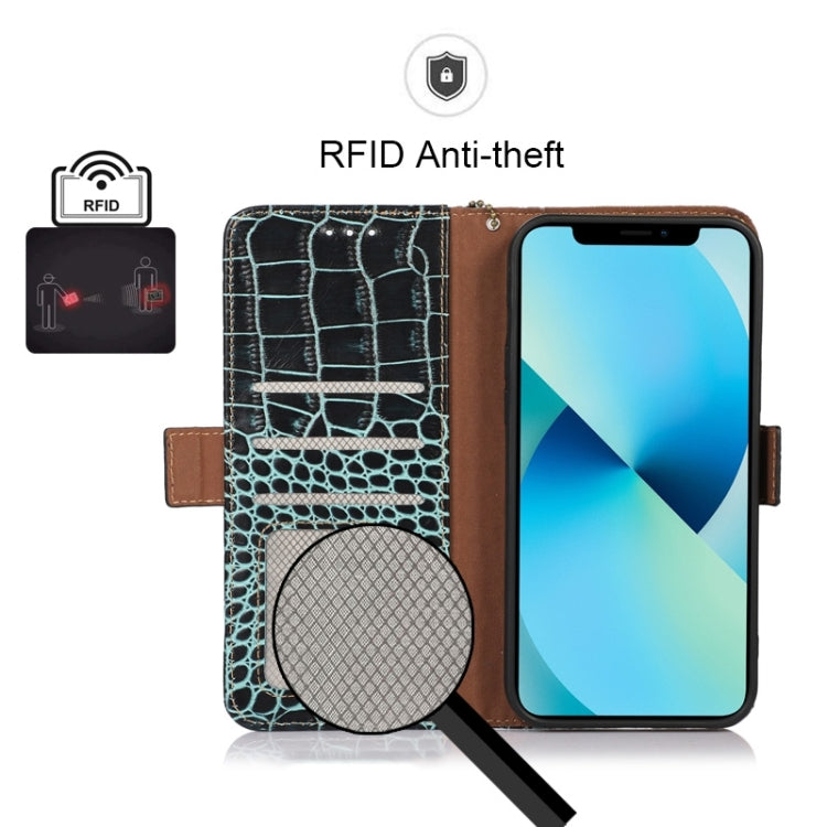 For Honor X8 5G Crocodile Top Layer Cowhide Leather Phone Case(Green) - Honor Cases by PMC TechLife | Online Shopping South Africa | PMC TechLife | Buy Now Pay Later Mobicred
