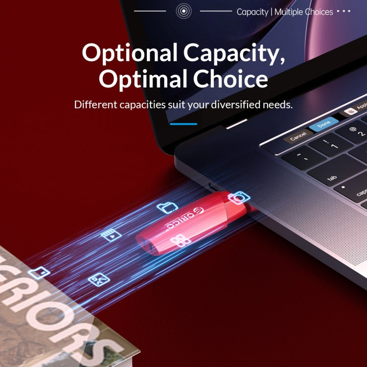 ORCIO USB3.0 U Disk Drive, Read: 100MB/s, Write: 15MB/s, Memory:64GB, Port:USB-A(Red) - free shipping - PMC Jewellery - Order now!