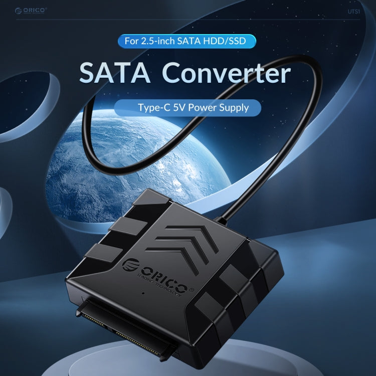 ORICO UTS1 Type-C / USB-C USB 3.0 2.5-inch SATA HDD Adapter with 12V 2A Power Adapter, Cable Length:0.3m(UK Plug) - free shipping - PMC Jewellery - Order now!