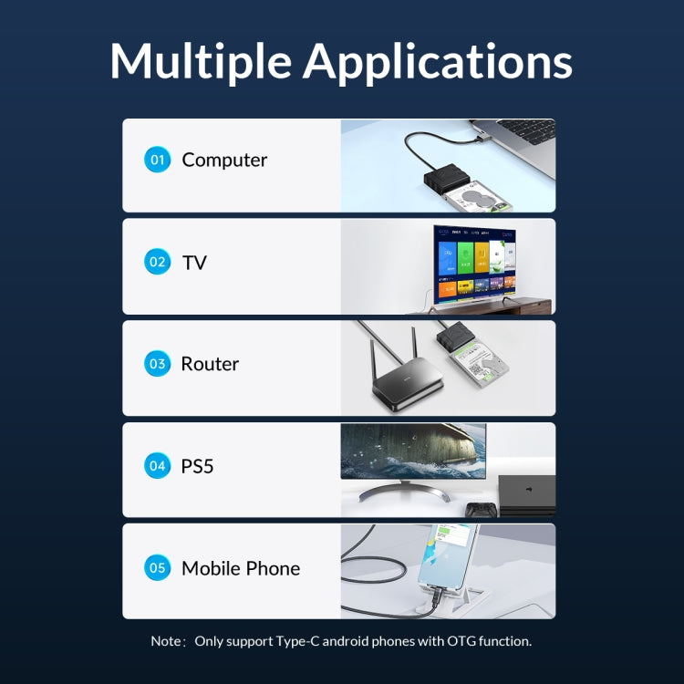 ORICO UTS1 Type-C / USB-C USB 3.0 2.5-inch SATA HDD Adapter with 12V 2A Power Adapter, Cable Length:0.3m(EU Plug) - free shipping - PMC Jewellery - Order now!