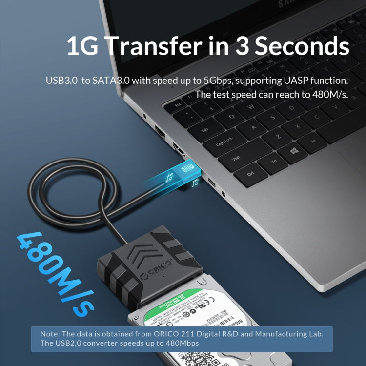 ORICO UTS1 Type-C / USB-C USB 3.0 2.5-inch SATA HDD Adapter with 12V 2A Power Adapter, Cable Length:0.5m(AU Plug) - free shipping - PMC Jewellery - Order now!