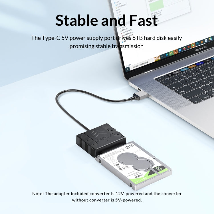 ORICO UTS1 Type-C / USB-C USB 3.0 2.5-inch SATA HDD Adapter with 12V 2A Power Adapter, Cable Length:1m(AU Plug) - free shipping - PMC Jewellery - Order now!