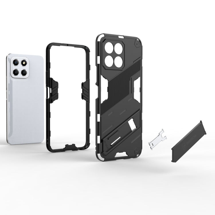 For Honor X8 5G Punk Armor PC + TPU Phone Case with Holder(Black) - Honor Cases by PMC TechLife | Online Shopping South Africa | PMC TechLife | Buy Now Pay Later Mobicred